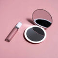 Gracedo Shell Style Round LED Personalized Single Sided Magnifying Foldable Mini Cosmetic Makeup Pink Pocket Mirror