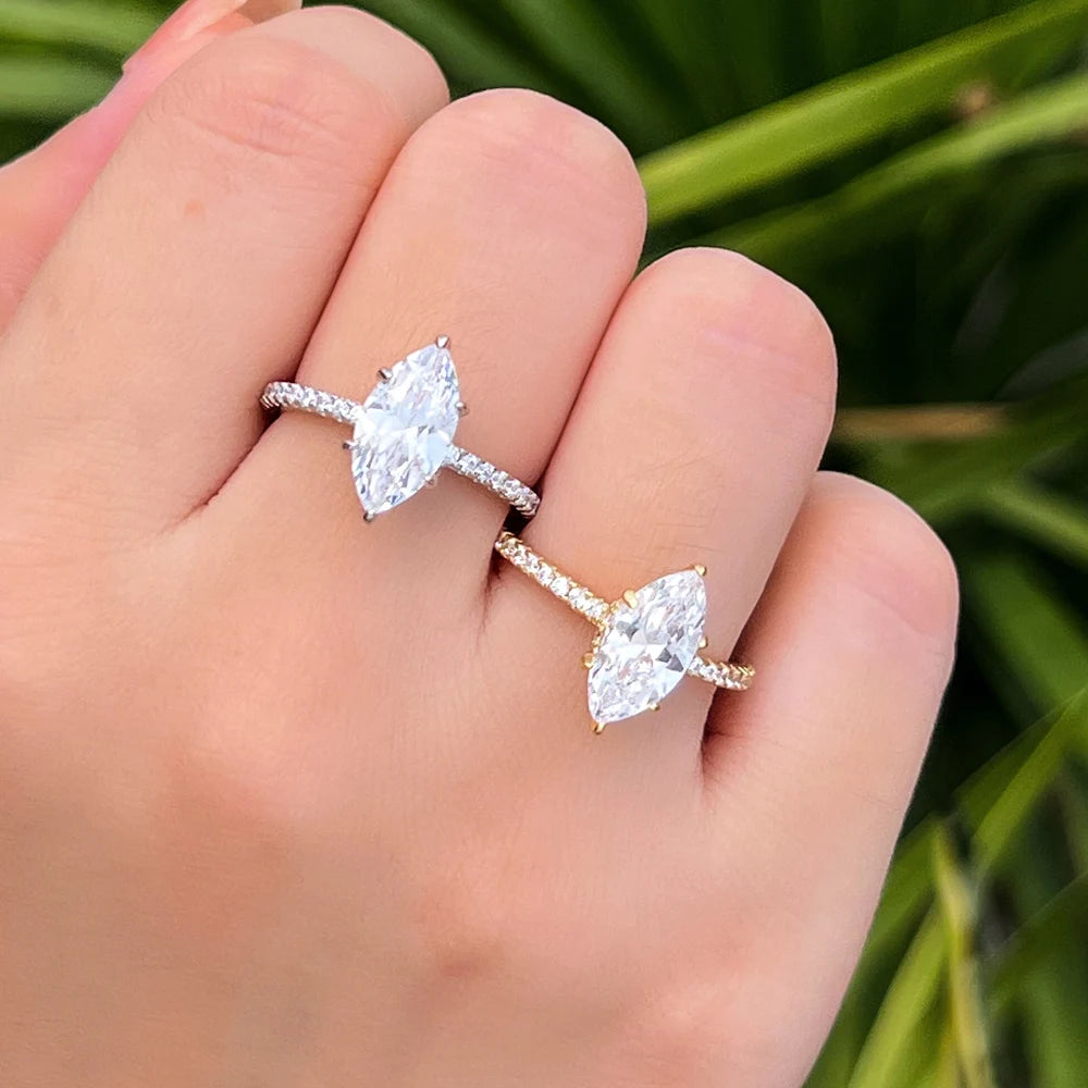 Fashion Minimalist Engagement Ring Fine Jewelry S925 Sterling Silver Beautiful Cubic Zirconia Wedding Rings for Women