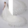 GENYA Fashion Bride Veil Chapel Wedding Veil With Sequined French Lace 4m Sweeping Bottom Veil Ornaments