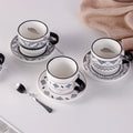 Wholesales Custom Nordic Decals Ceramic Coffee Cup and Saucer Porcelain Afternoon Tea Set
