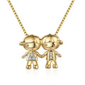 2022 New Popular Cute Twin Boy Pendant Trendy Brass Plated 18K Gold Zircon Box Chain Necklace Wedding Wholesale