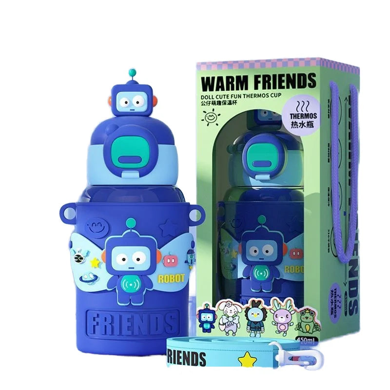450ml Large Capacity Kid Leak Proof Cartoon Drinking Water Cup Belly Shape Children Vacuum Cup