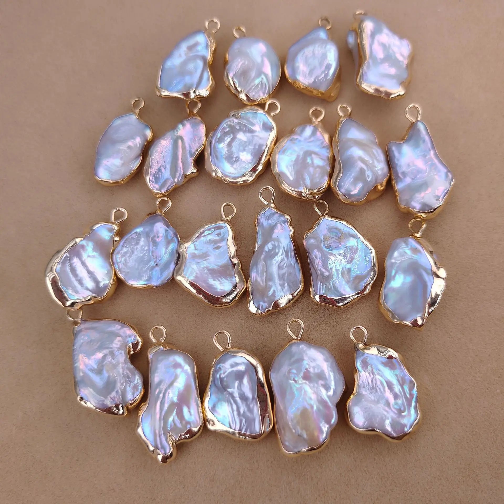 12-14mm Irregular Gilt Edge Keshi Bead Connector Accessories for Jewelry Making Female
