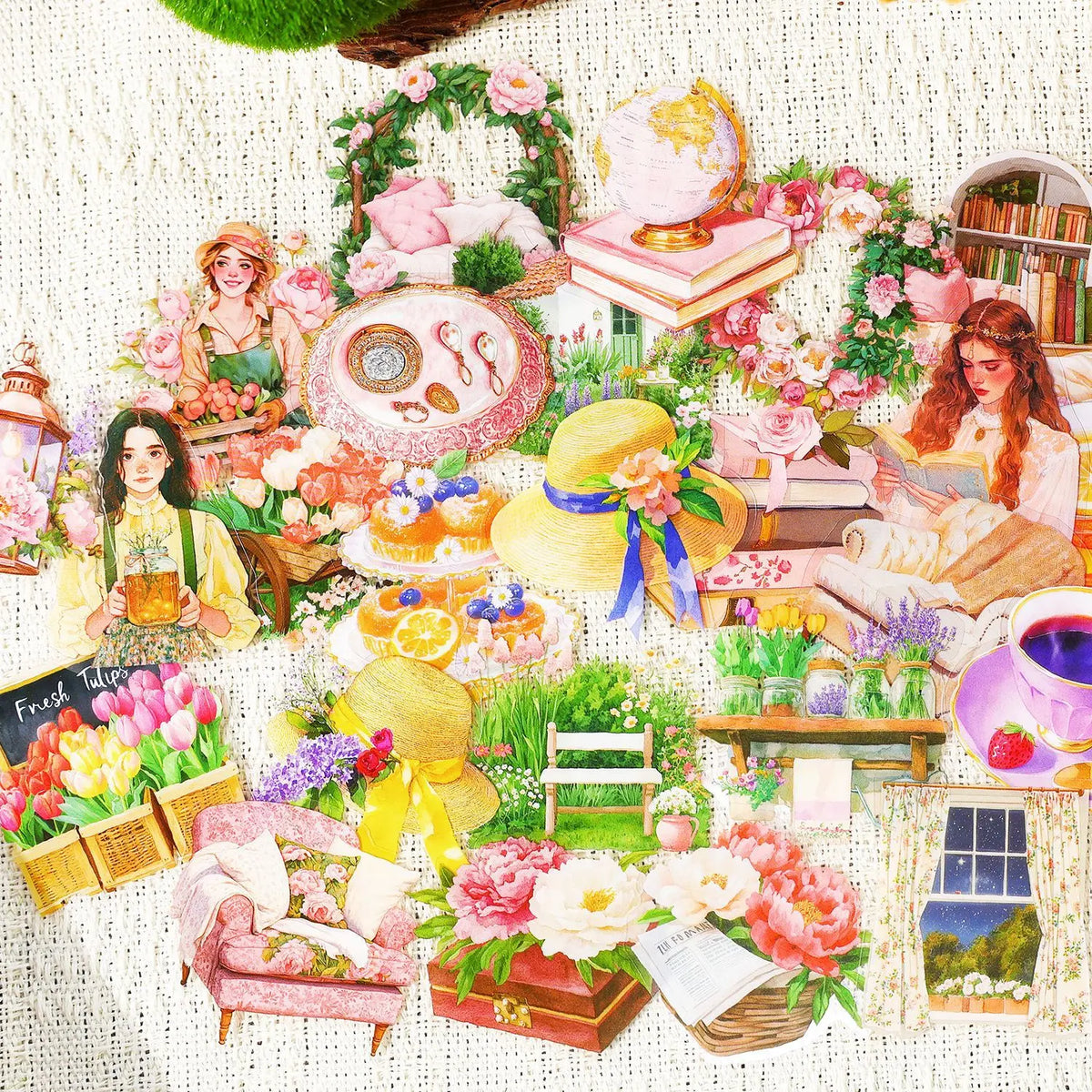25pcs/pack Rendezvous in the Flower Season Series PET Daily Handbook Stickers Floral Decoration Material MegaBDM
