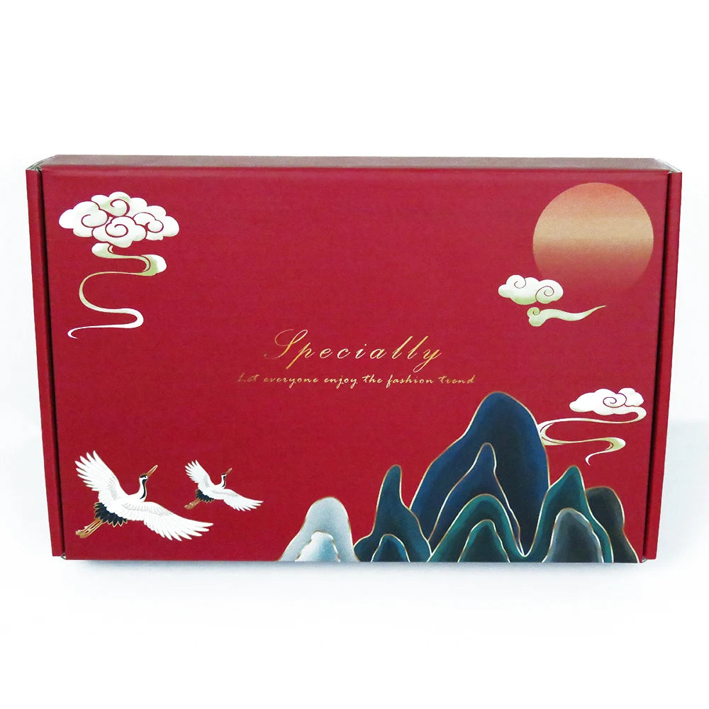 Custom Logo Red Corrugated Cardboard Packaging Boxes Matt Lamination Embossing for Clothing Socks Fur Mailings (Recyclable)