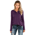 Calvera Women's Long Sleeve V-Neck T-Shirt - Loose Fit Casual Tops with Custom Design New Style Fashion