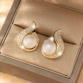 CAOSHI Fishtail Design High Quality CZ Ladies Earrings Jewelry Zircon Earrings Pearl Wedding Bridal Stud Earring for Women
