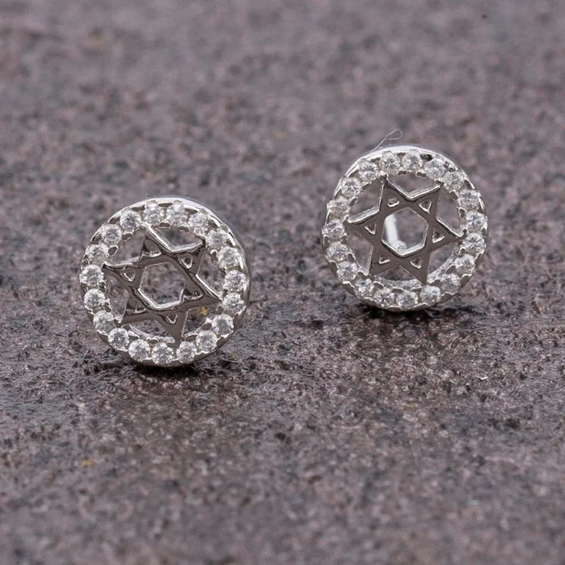 925 Siver Micro Pave Round Hoop Stud Jhumka Earring