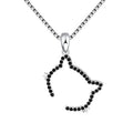 GP73 Cubic Zirconia Black White Kitty Kitten Pave CZ Cat Pendant for Necklace 925 Sterling Silver Women Teen Jewelry