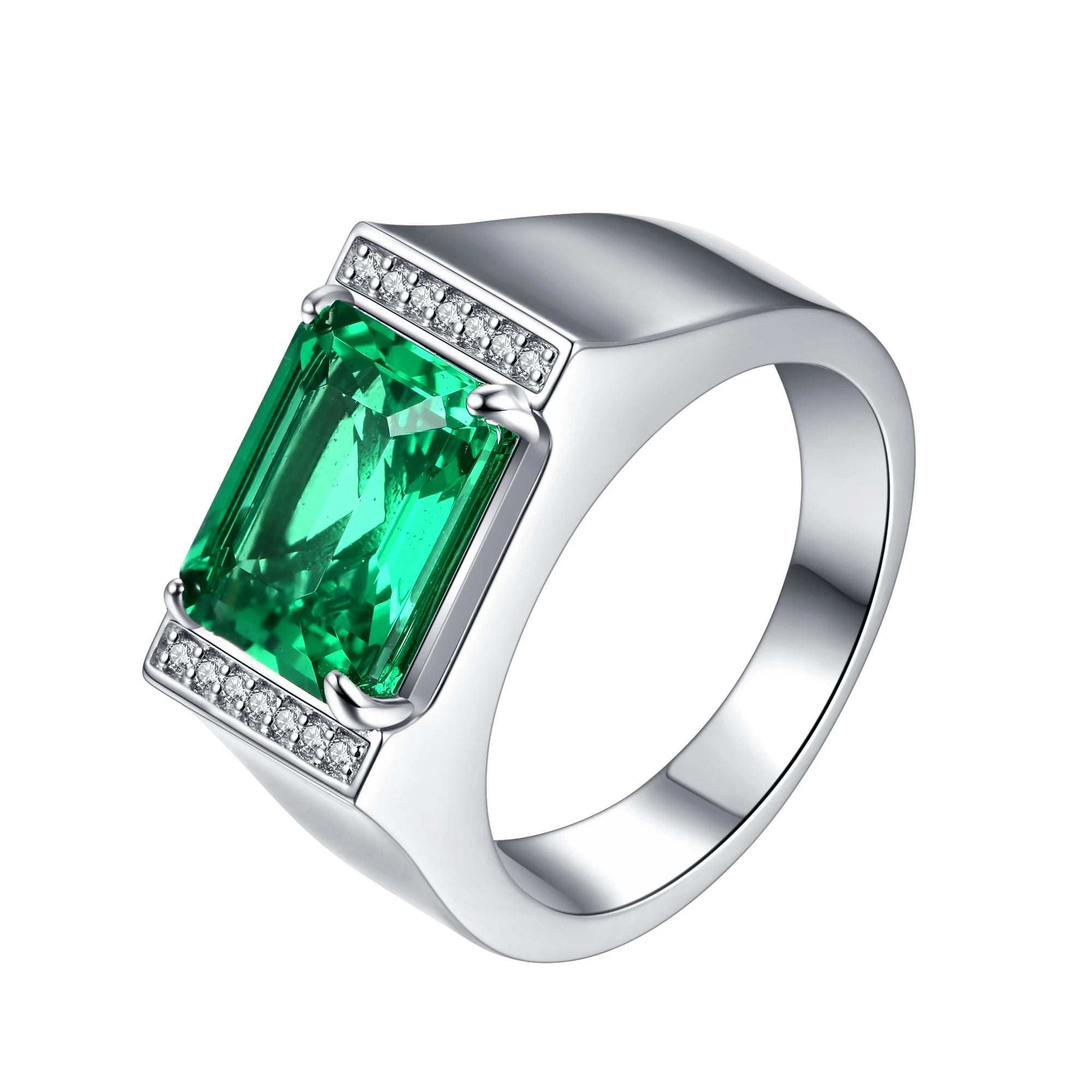 Factory Wholesale Custom Popular Jewelry Gemstone 925 Sterling Silver Men's White Gold Diamond Wedding Band Shiny Rings Foe Men
