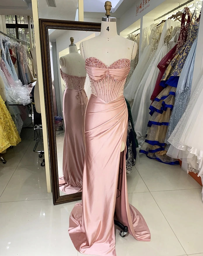 Flower Handmade Beading New Emerald Wholesale Long Gowns Evening Prom Dress 2025
