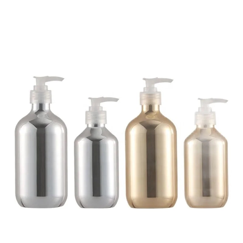 300ml 500ml Plastic Lotion Pump Bottle Electroplated Gold Silver Soap Shampoo Shower Gel Dispenser Conditioner Bottles Hair Care