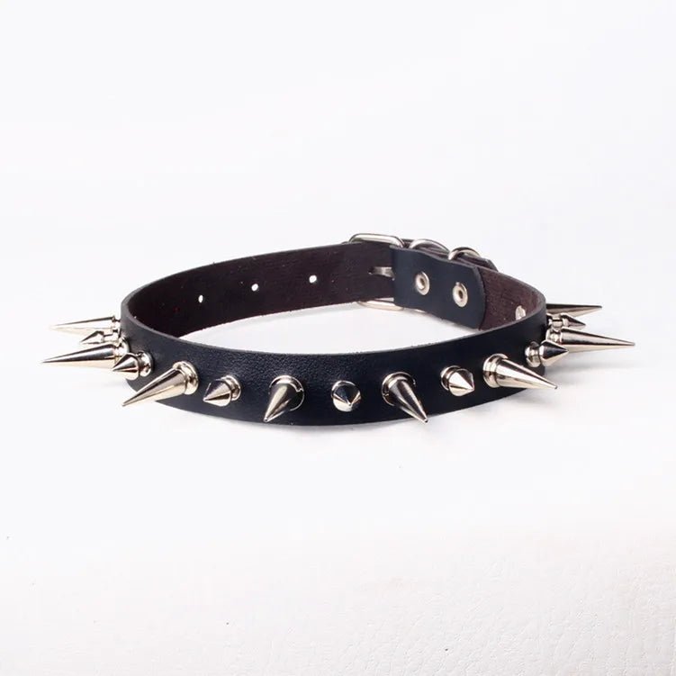AA01313 Choker Punk Leather Collar for Women Men Cool Big Rivets Studded Chocker Goth Style Necklace Accessories