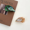 Oyster Shell Shaped Marbled Acetate Hair Barrette Hand Drawn Line Daily Vacation Hair Accessories For Women Ladies MegaBDM