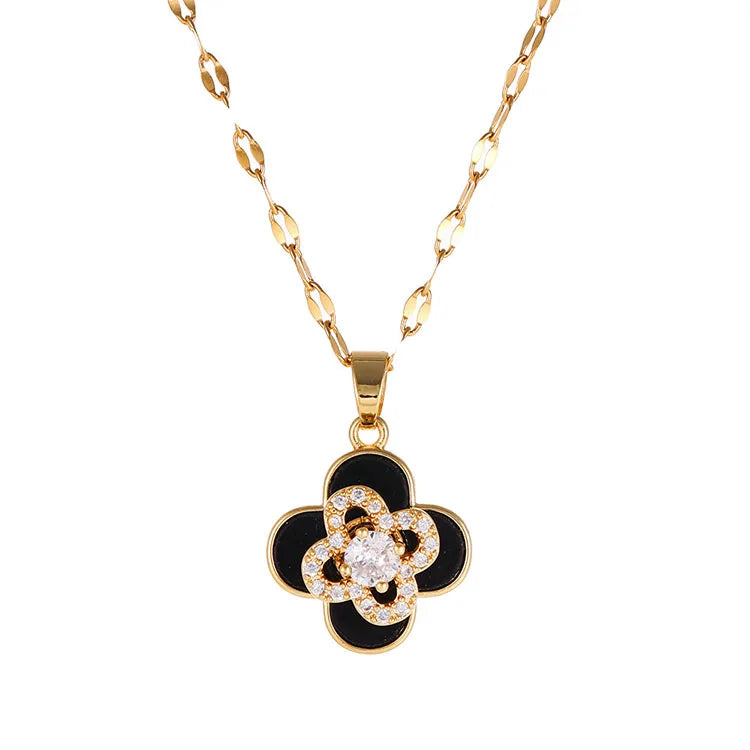 Jewelry Rotating Spinner Rotate Spin Four Leaf Clover Necklace Titanium Steel Rotatable Anxiety Fidget Spinning Necklaces