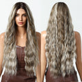 Heat Resistant Brown Grey White Stripe T-shaped Front Lace Long Wig Super Curly Lace Wig Soft and Durable Real Photos