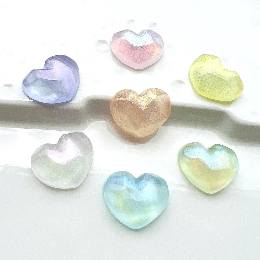 2.1cm Colorful Dazzle Heart Beads Charms for DIY Earrings Resin Bling Bling Ornaments for Decorated Phone DIY Jewelry Accessory