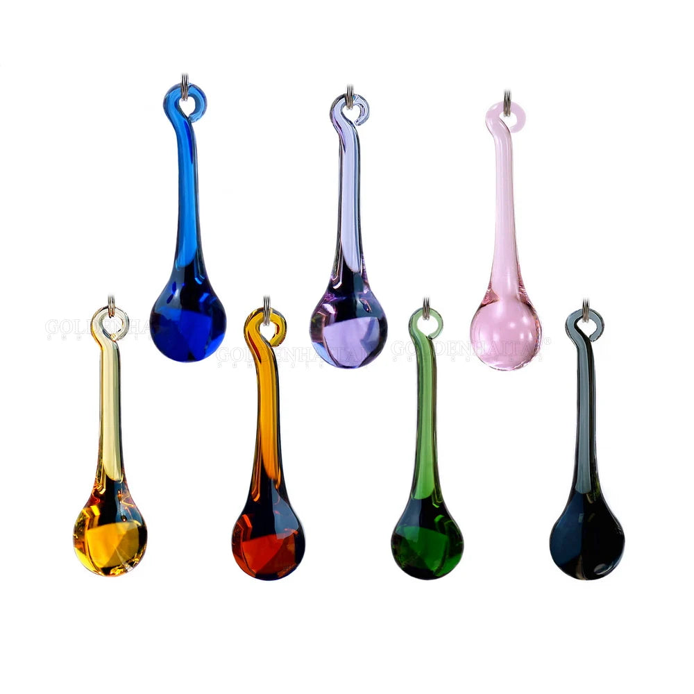 53mm Colored Crystal Rain Drop Baroque Chandelier Prism Pendant for Hanging Curtain Hair Crown Accessories 7180