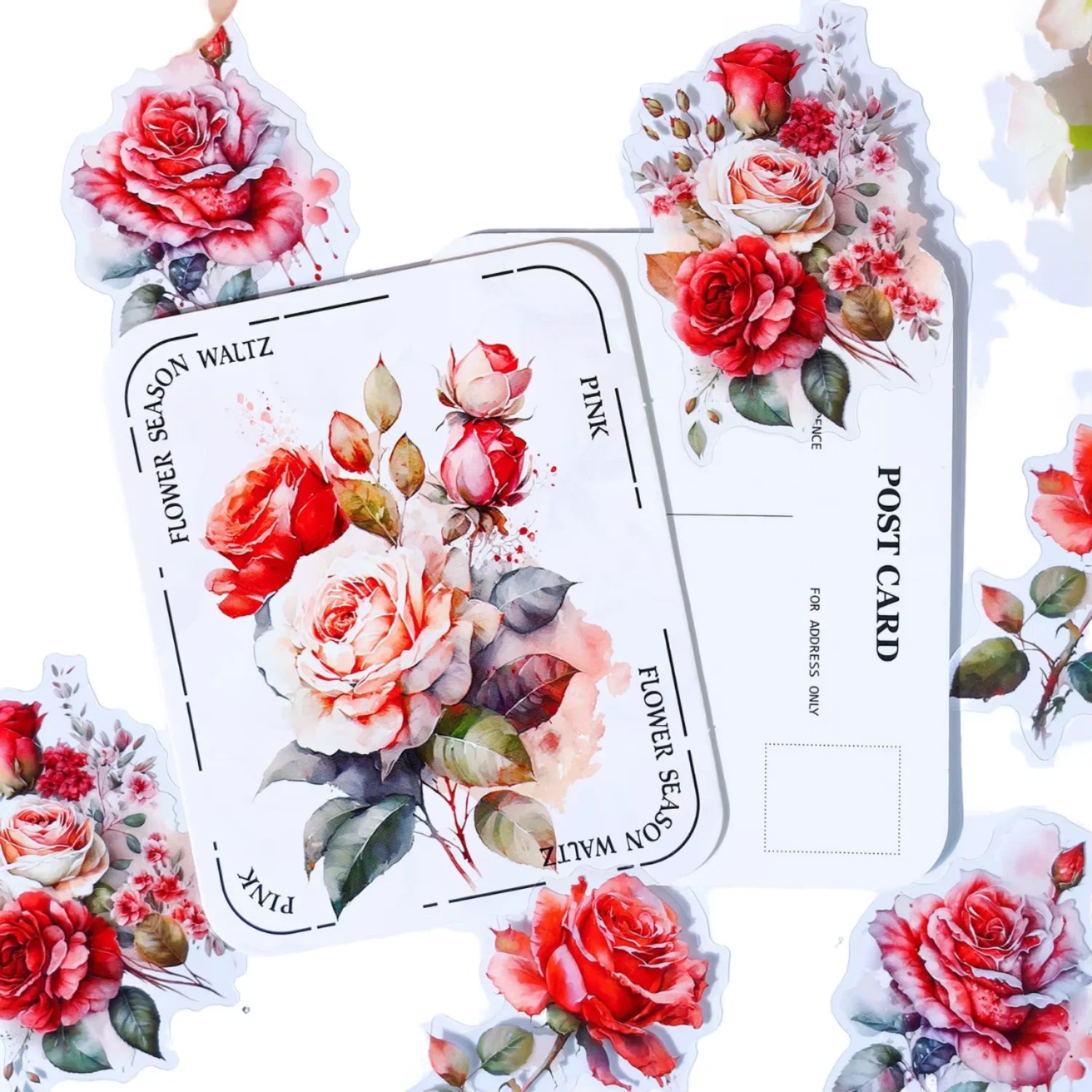 Vintage DIY Handbook Stickers 20pcs/pack Round Dance Series Flower for Season Decorative Material for Handmade Design