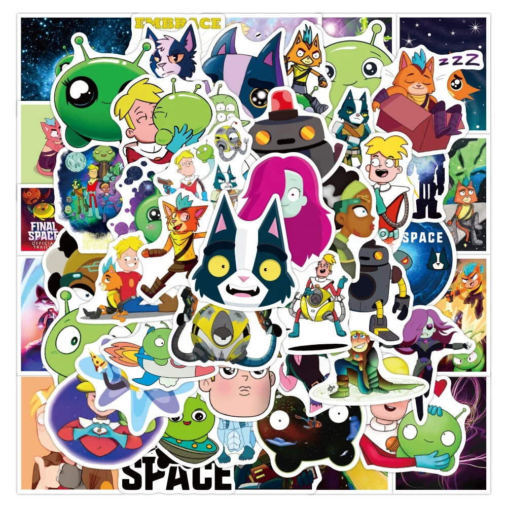 50Pcs Final Space America Cartoon Sticker For Children Funny Cute Decorative Label Bottle Cup Laptop Stickers Decal