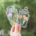 Retro Minimalist Glass Mirror Flower PET Sticker Bag with Creative DIY Decorative Collage Stickers 30 Sheets