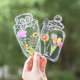 Retro Minimalist Glass Mirror Flower PET Sticker Bag with Creative DIY Decorative Collage Stickers 30 Sheets