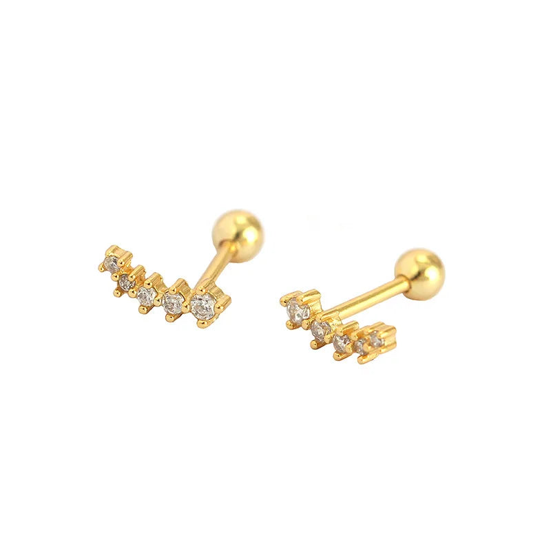 Unique Jewelry Diamond Sparking Cubic Zircon Bling Screw Back Earrings for Women