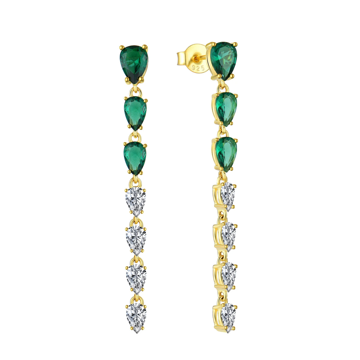 Fine Jewelry 925 Silver Drop Earrings Earrings With Green Zircon Water Drop Shape Luxury Fine Jewelry Custom Earrings for Women MegaBDM