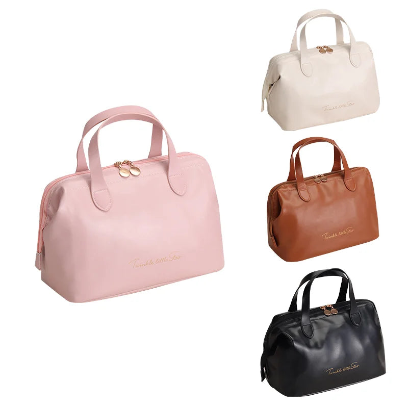 Large Capacity Printing Pattern Cosmetic Bag Portable Travel Storage Zipper Waterproof PU Material Enhances Hand Cosmetic Bag