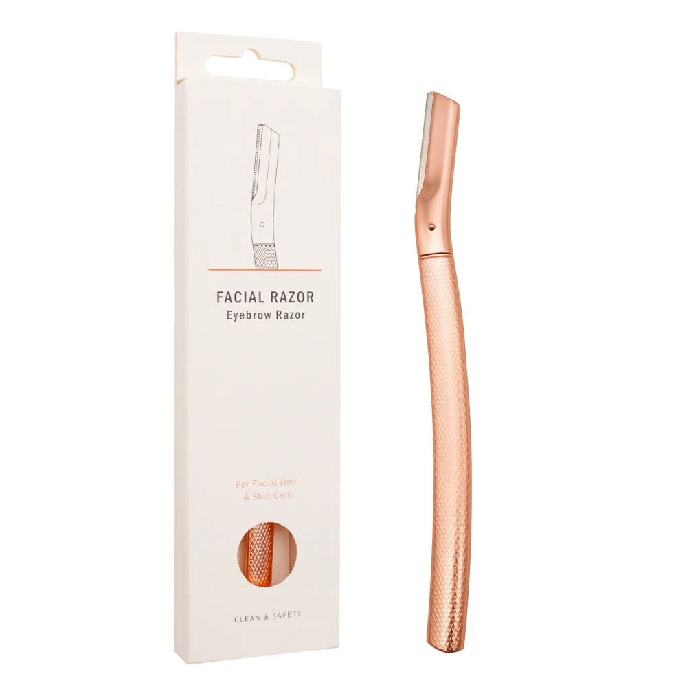Rose Gold Single Blade Replaceable Swedish Stainless Steel Blade Women Metal Handle Lightweight Reusable Facial Razors Razor