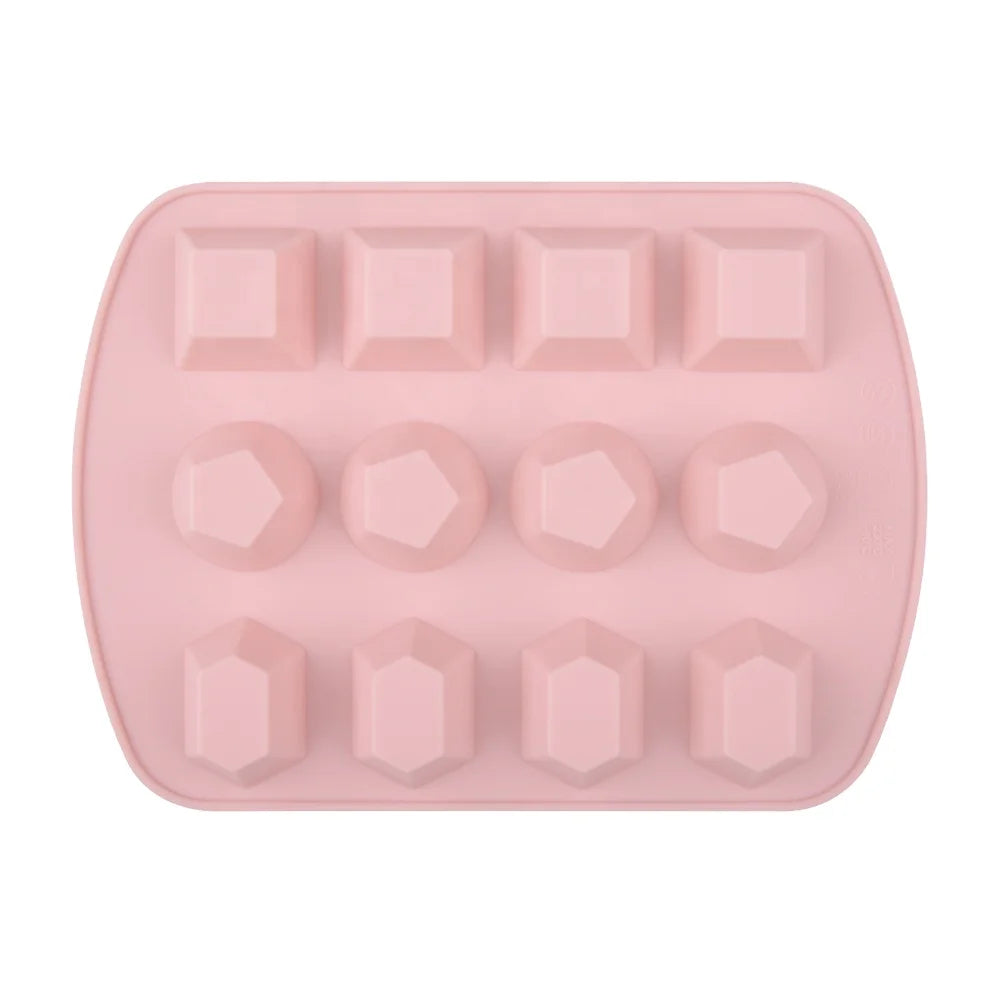 Three Gem Shapes Designs Silicone Candy Mold with 12- Cavity for Molding Gelatin Candy and Chocolate