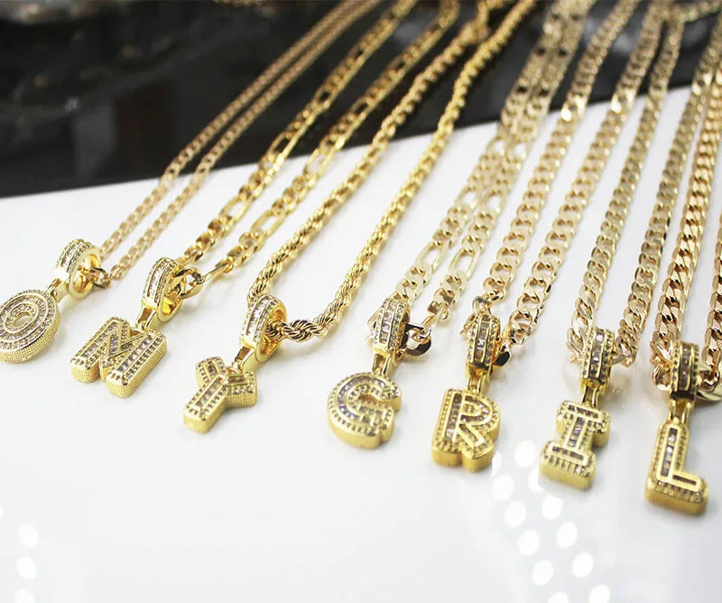 BMZ 2025 New Technology New Arrivals Initials Pendant Charm Letter Good Quality Iced Out Bigger Hip Pop Letter Pendant Necklace