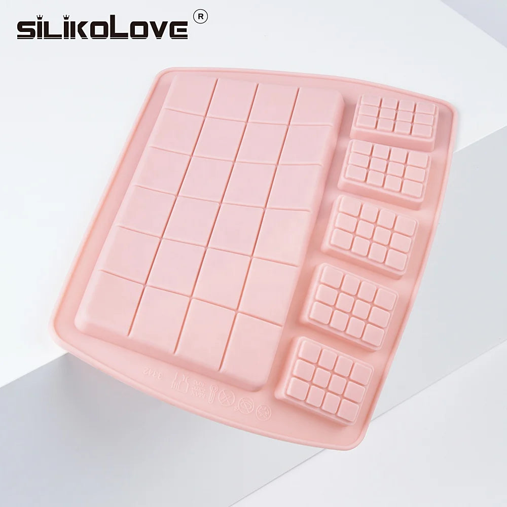 New 24 Grid square Chocolate Candy Mold with 4 Small bar Block Ice Silicone Cake Sugar Bake Tools
