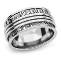 Hot Selling Anti Anxiety Ring 11mm Wave Texture Stainless Steel Rings Rotating Flower Pattern Spinner Fidget Rings for Women