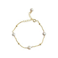 Ouj Custom Jewelry Manufacturer Stainless Steel Gold Plated Natural Pearls Adjustable Charm Bracelet for Women