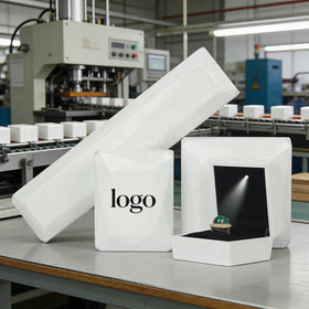 Factory Wholesale LED Light Rectangle Diamond Jewelry Box Custom Logo Design Luxury Led Light Jewelry Box with Black Spong Inner