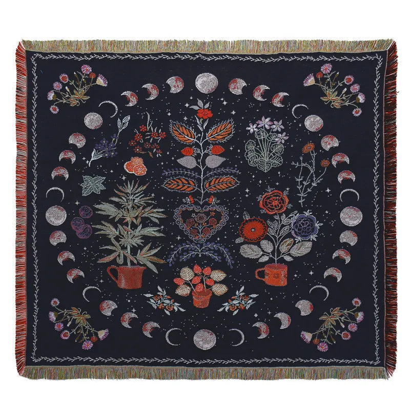 Manufacturer's Bohemian Style Woven Lightweight Machine Washable Custom Printed Polyester Cotton Throw Blanket Wall Decor