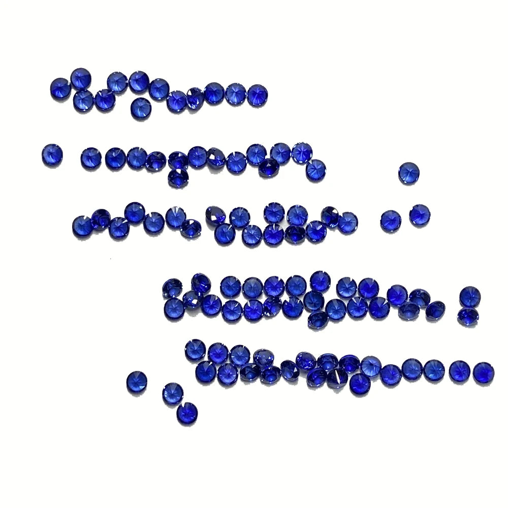 Synthetic Round Brilliant Cut Royal Blue Sapphire 33# Corundum Small Size Loose Gemstones