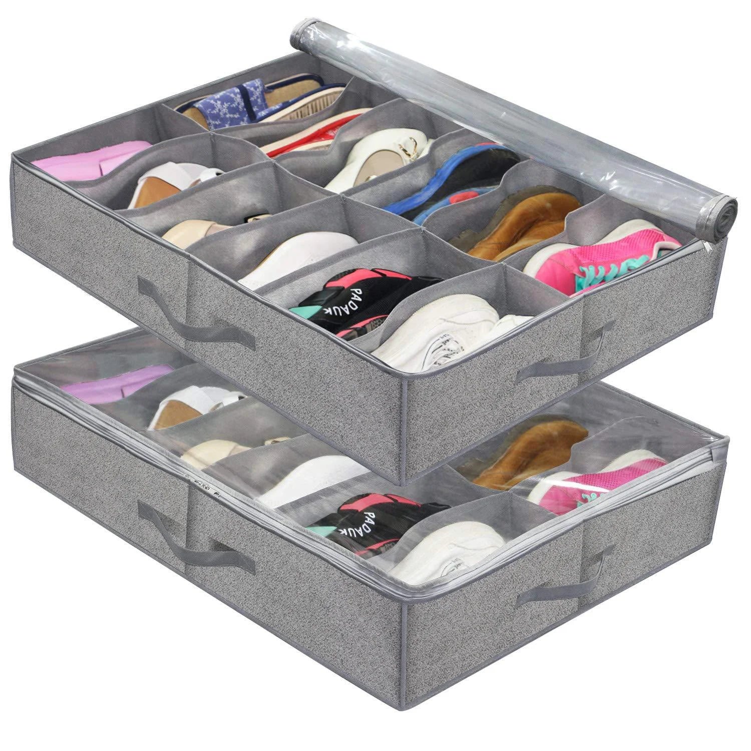 Collapsible Non-Woven PVC Clear Visible Transparent Window Large Capacity Shoe Storage Box