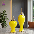 Wholesale New Chinese Ceramic General Pot Villa Hotel Club Vase Ornaments Model Hotel Yellow Room Soft Decoration