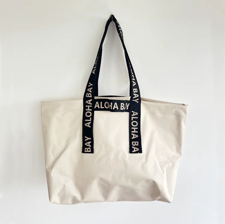 Custom Printed Nylon Tote Bag Reusable Extra Large Waterproof Shopping Bag  Long Champ Fabric Womens Beach Tote Bag