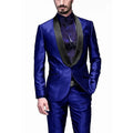 Latest Design Men Suits Shiny Groom Tuxedos Shawl Black Lapel Groomsmen Wedding Best Man 2 Pieces (Jacket+Pants)