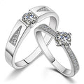 CAOSHI Promise Jewelry Lovers Ring Engagement Women Men Dainty Round Zircon Bedazzled Rings Silver Wedding Ring Set