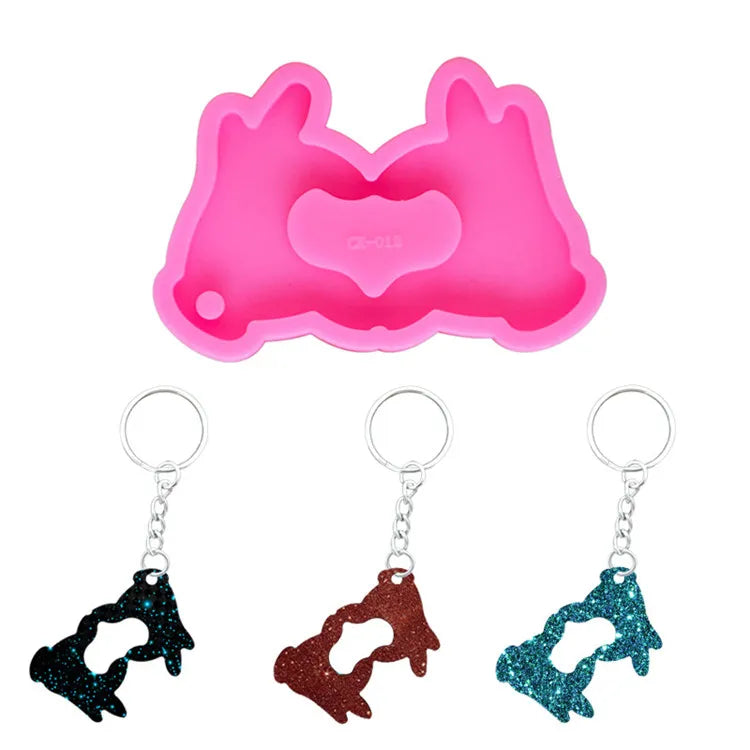 Creative New Arrival Mirror Crystal Epoxy DIY Keychain Silicone Mold Customizable Resin Keepsakes Mold