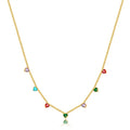 Fashion Personalized Zircon Princess Cut Stainless Steel Gold Plated Women's Choker Necklace with Heart Charms