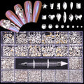 Crystal White Nail Art Mix Shape Fancy Shaped in Box Flat Bottom Glass Nail Rhinestone Art Decoration White Rhinestones