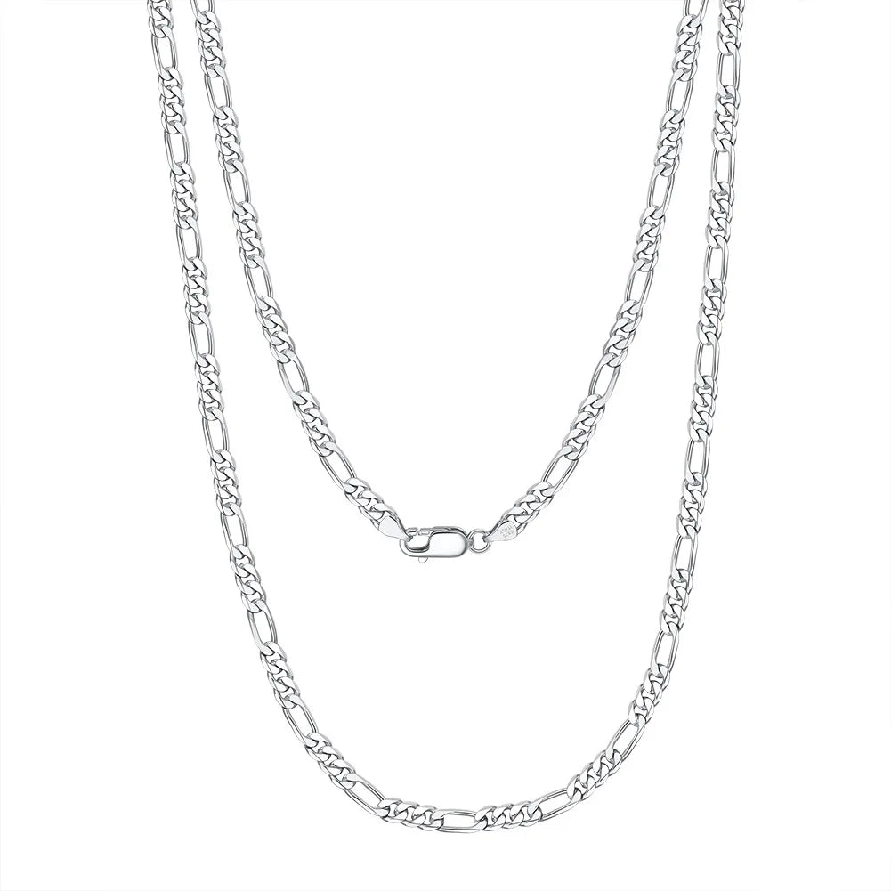 Custom 1.7/3.3/5/7mm Figaro Necklaces 925 Sterling Silver Link Thin Thick Chains for Women Men Fine Jewelry Wholesale