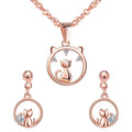 925 Silver Imitation Jewelry Cute Cat Jewellery Set