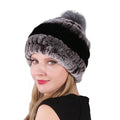 Autumn Winter Warm Comfortable Fashion Ladies Real Rex Rabbit Fur Hat Adjustable Breathable Waterproof Outdoor Use Natural Fox
