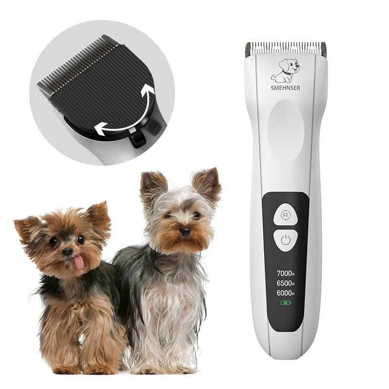 SMEHNSER Cordless Dog Clippers Kit Portable Pet Grooming Trimmer with Low Noise Safe Ceramic Hair Clippers for Cats and Dogs